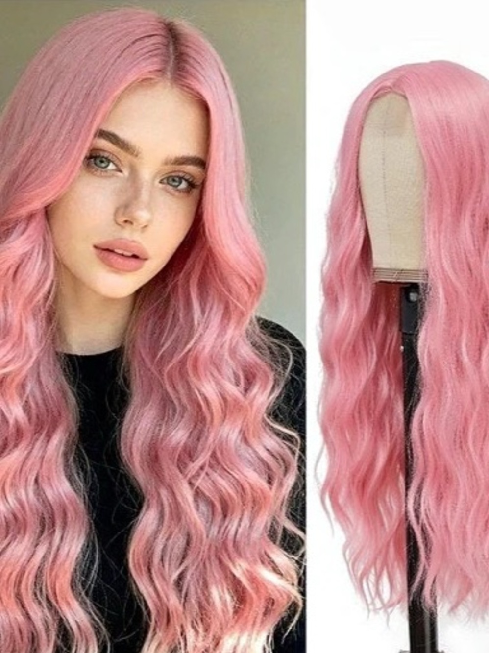YBYMCAI Long 26” Pink Wavy Wig